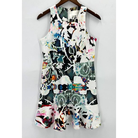 Mare Mare Dress Womens Sleeveless Shift Ruffle Hem Abstract Multicolor M - Picture 1 of 11